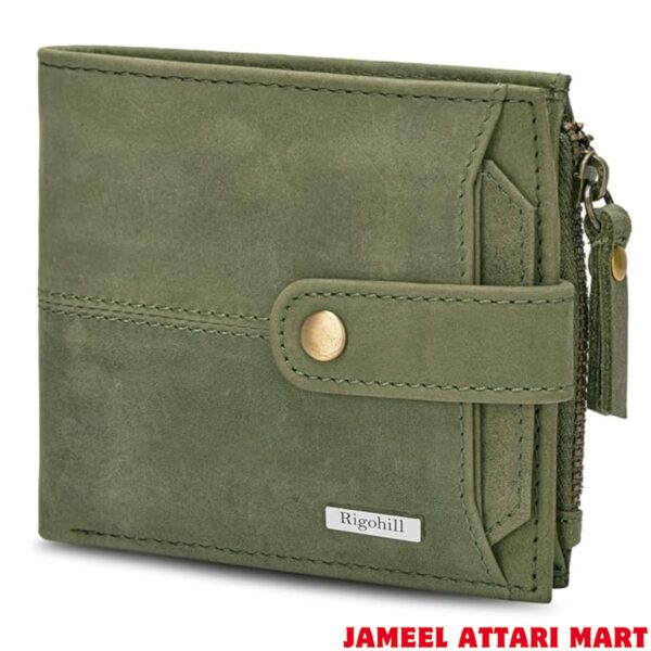 Rigohill Doger Olive Green Leather Wallet For Men